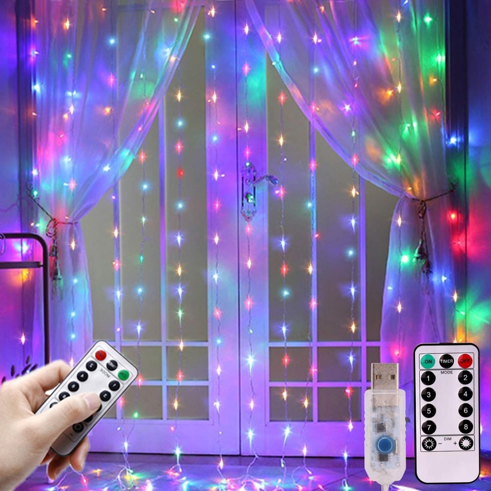 LED Curtain String Lights Holiday Garland 6M/3M 8 Modes USB Powered Festoon for Home Garden Christmas Party New Year Wedding