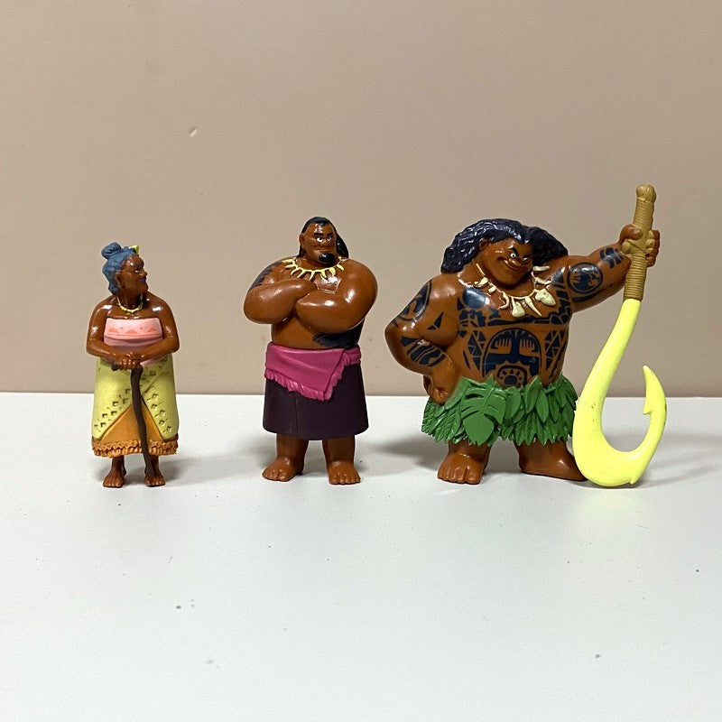 Lot 10pcs/Set  5-8CM Disney Moana Princess Moana Cheif Tui Maui Grandma Tala Pua Pig Rooster Kakamora Action Figures Decoration