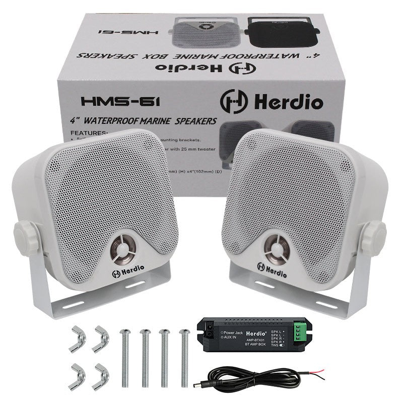 Alto-falantes Bluetooth marinhos à prova d'água Herdio 4" 100W para serviço pesado, montados em superfície para trailer, minicarregadeira, quadriciclo, UTV, RZR, carrinho de golfe