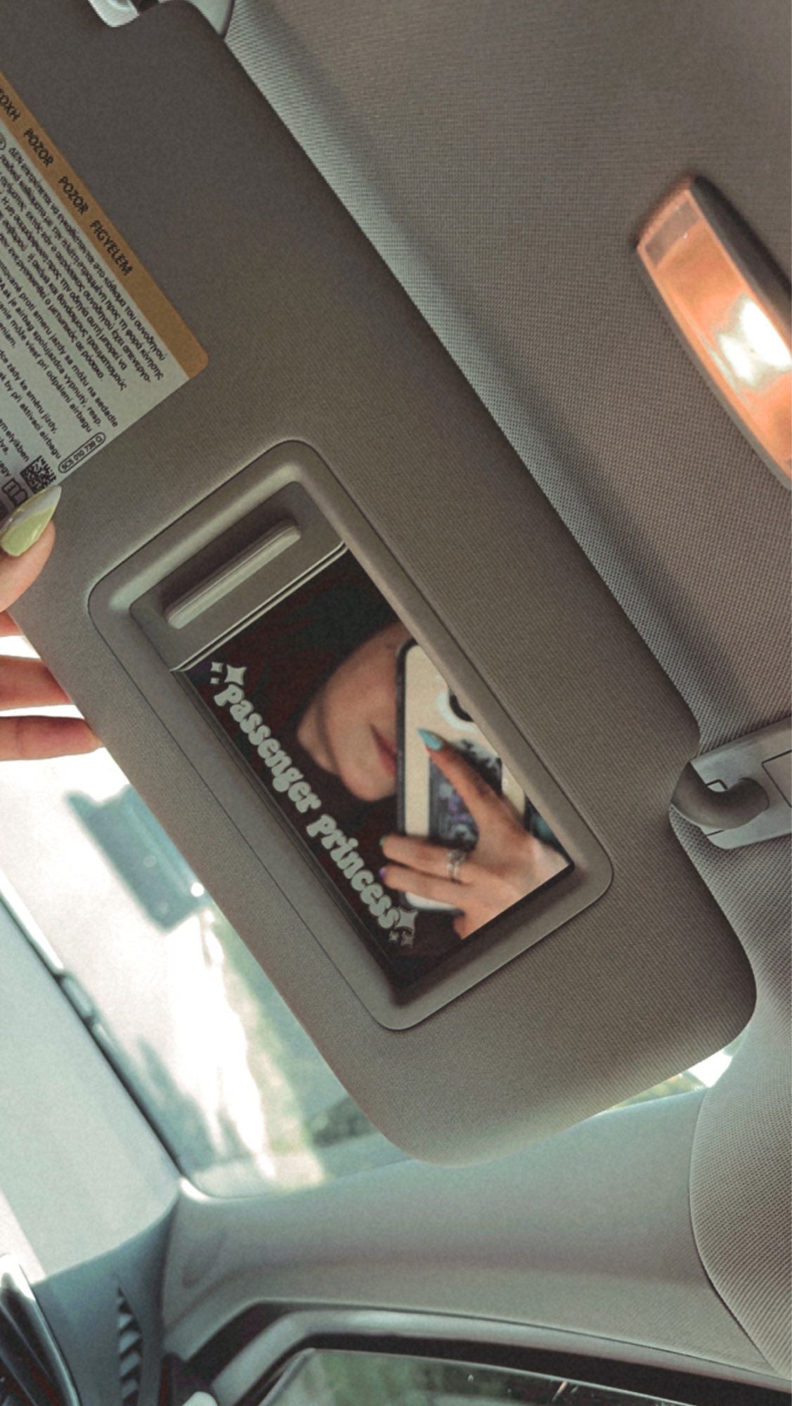 1pc Passenger Princess Car Mirror Decal Car Accessory Window Laptop Sticker Trendy Cute Car Vinyl Decal For Women Gift For Her