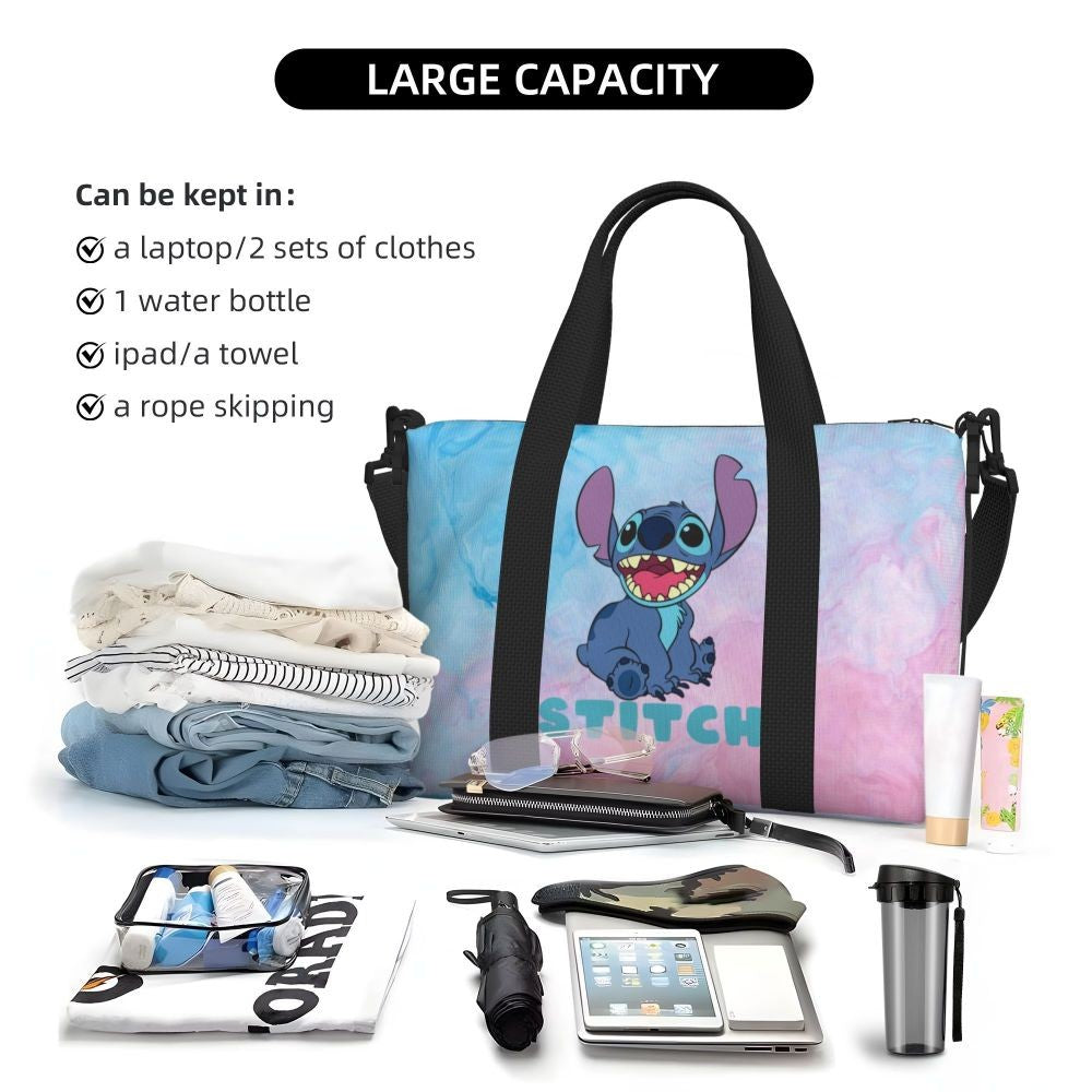 Custom Large SLilo And Stitch Cartoon Tote Bag Women Anime Shopping Shoulder Beach Gym Travel Bag