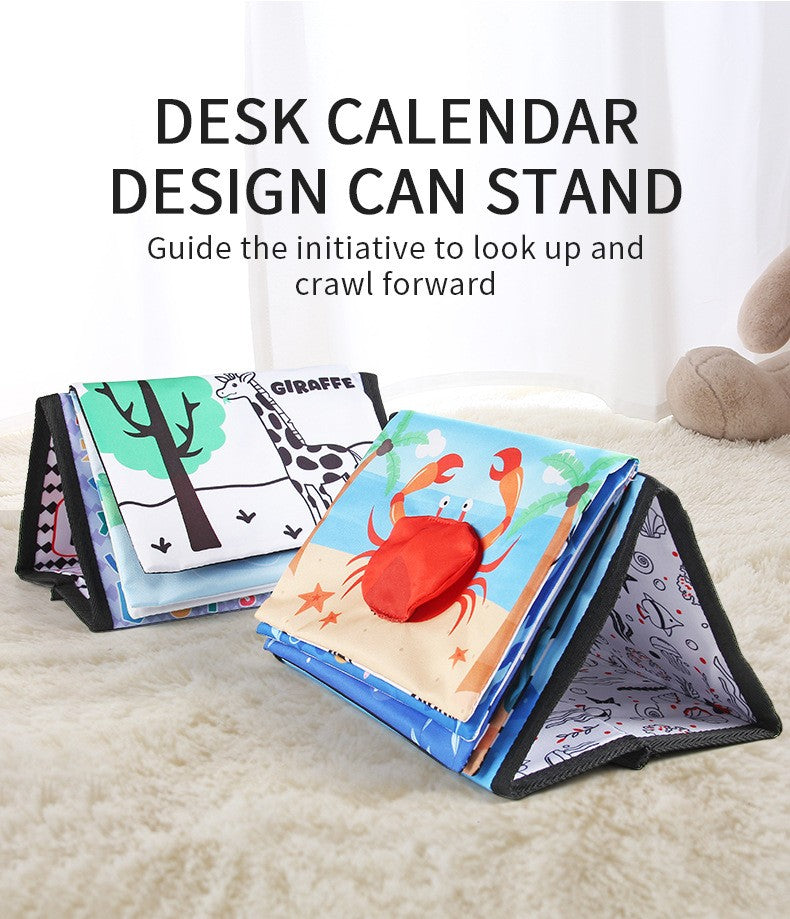 Livro de Pano Engraçado em Preto e Branco para Bebês Brinquedo Educacional Montessori para Crianças Recém-nascidos Brinquedos com Espelho para Tummy Time