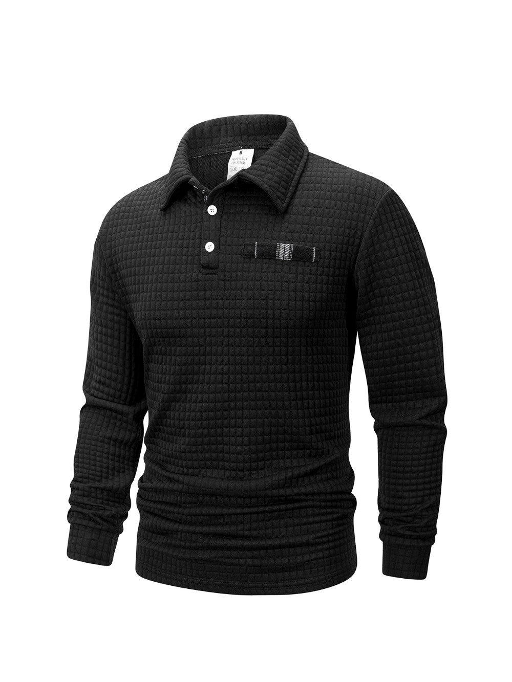Autumn Knitted Jacquard Grid Polo Pullover Men Solid Color Casual Long Sleeved Sweatshirts Male Daily Warm Turtleneck Streetwear
