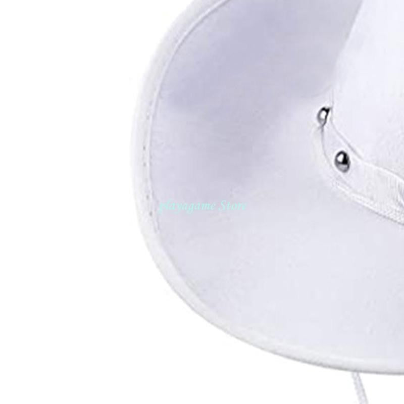 Y88A Creative Rivet-Decor Felt Cowboy Hat Cowgirl Big Brim Accessor