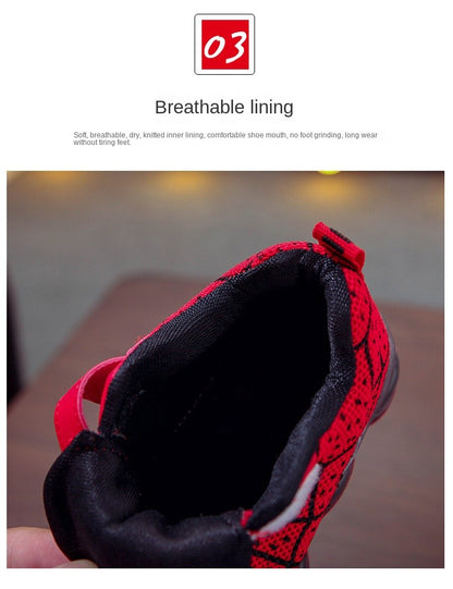 Disney Children's Sneakers Spiderman Boys Casual Shoes Spring Summer New Mesh Breathable Student Shoes Kids Anti-slip Casual Sho