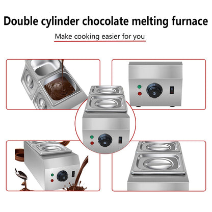 Máquina de Derreter Chocolate Elétrica de Cilindro Duplo Comercial, Máquina de Aquecer Chocolate ao Leite, Eletrodoméstico para Cozinha