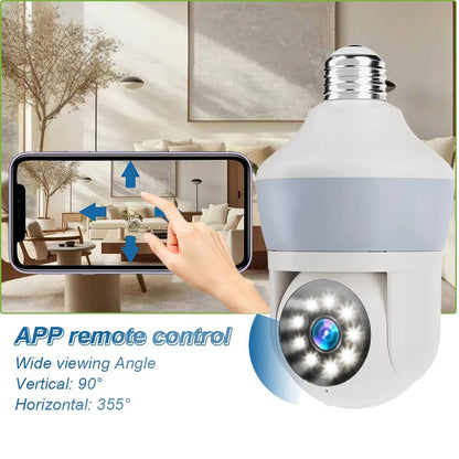 Tuya E27 Light Bulb Dual Screen WiFi Camera 5MP Indoor 5x Zoom PTZ Security Camera IR Color Night Vision Wireless Surveillance