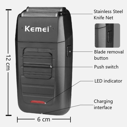 Kemei KM-1102 Rechargeable Cordless Shaver for Men Twin Blade Reciprocating Beard Razor Face Care Multifunction Strong Trimmer