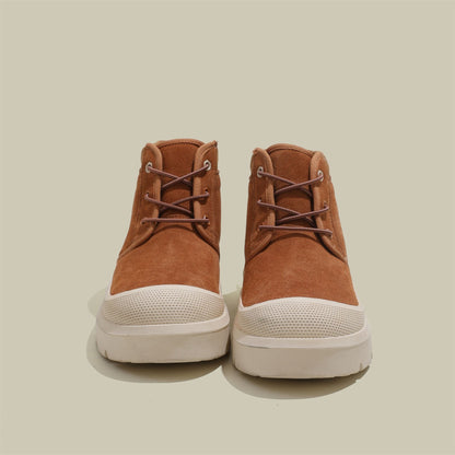 Fujin 4cm New Synthetic Suede Genuine Leather Spring Autumn Ankle Booties Chunky Sneakers High Brand Big Size Plush Women Shoes