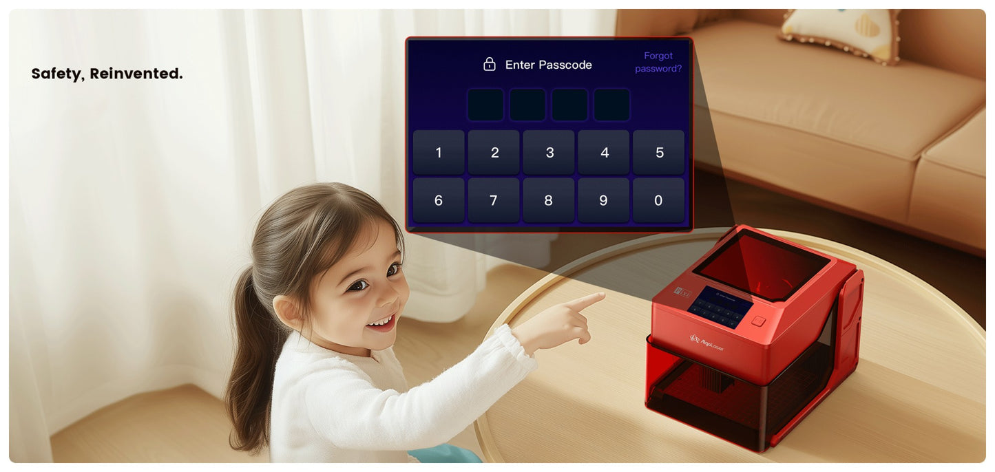 Máquina de Gravação a Laser AlgoLaser PIXI Portátil e Inteligente com Tela Sensível ao Toque de 3,5", Desenho à Mão/Sem Fio/Cartão SD/Gravação Offline