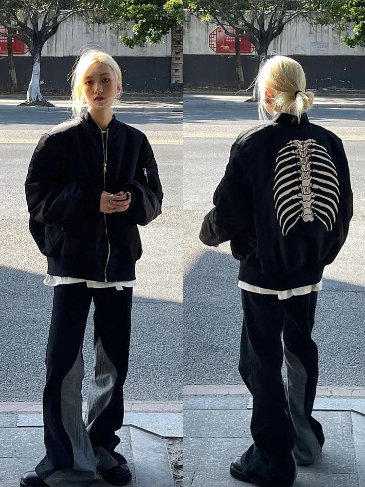 2024 New Autnmn Vintage Jackets Bomber Jacket Women Black Gothic Harajuku Grunge American Baseball Jacket Couple Cool Outerwear