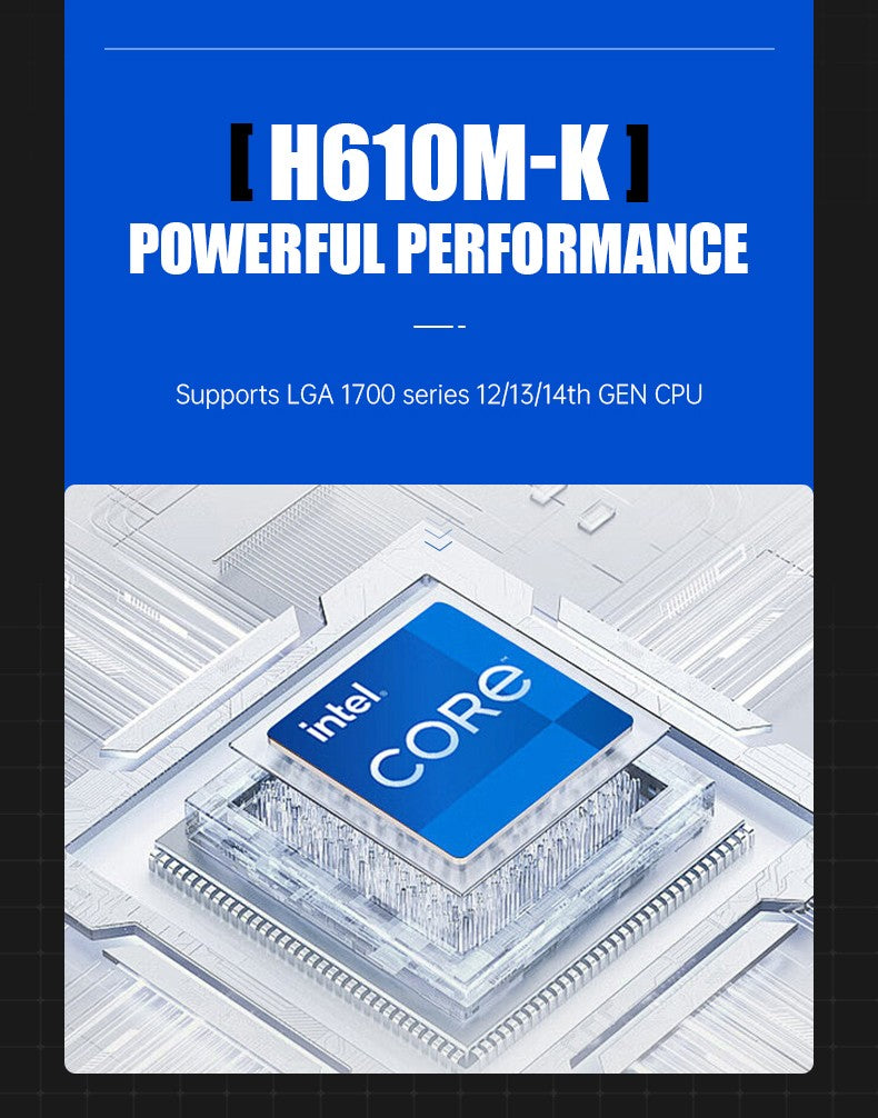 Placa-mãe HUANANZHI H610M K MATX DDR4, suporte para CPU Intel LGA 1700 de 12ª 13ª 14ª Geração H610 12100F 12400F 12490F 12600F 12700F 13600F