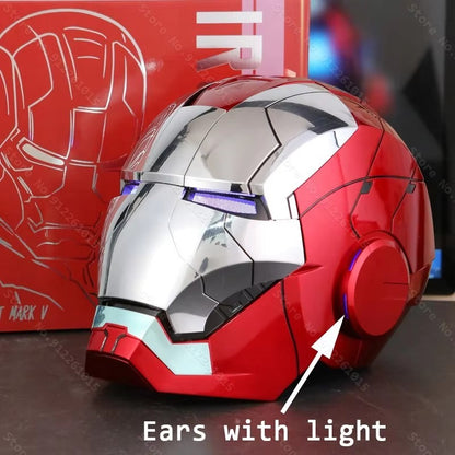 Capacete Homem de Ferro Mk5 Elétrico com Controle de Voz Máscara Vestível 1:1 Abertura e Fechamento Automático Modelo Colecionável Presente para Adultos