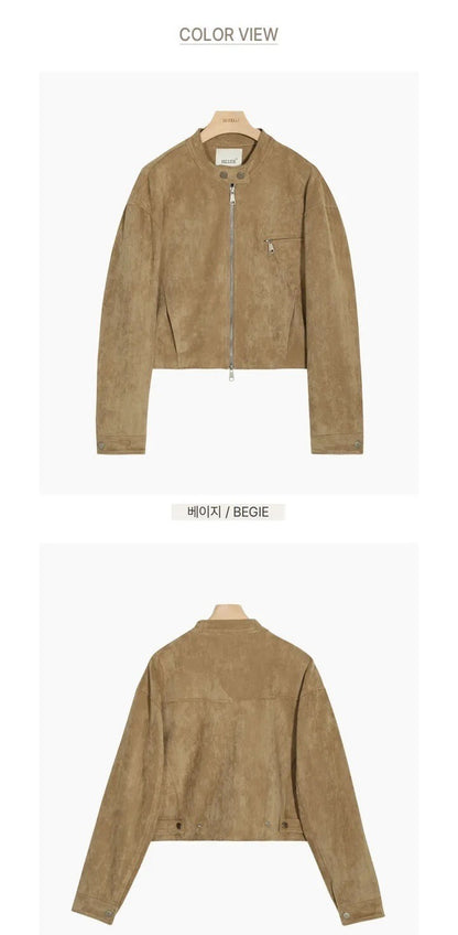 Retro American Coffee Brown Copper Zipper Button Short Jacket 2025 Autumn Trendy PU Leather Jacket Versatile for Dynamic Women