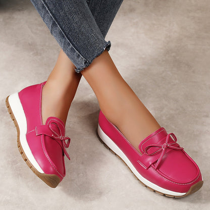 Genuine Leather Women Flats Fashion Casual Women Shoe Moccasins Shoes Woman Slip on Flat Shoes Black Ladies Shoes Plus Size