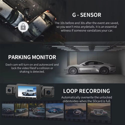 Câmera automotiva (Dashcam) 4 canais Black Box WiFi Câmera de condução FHD 1080P Visão Noturna Gravação em Loop adiciona kit de fiação acessórios automotivos