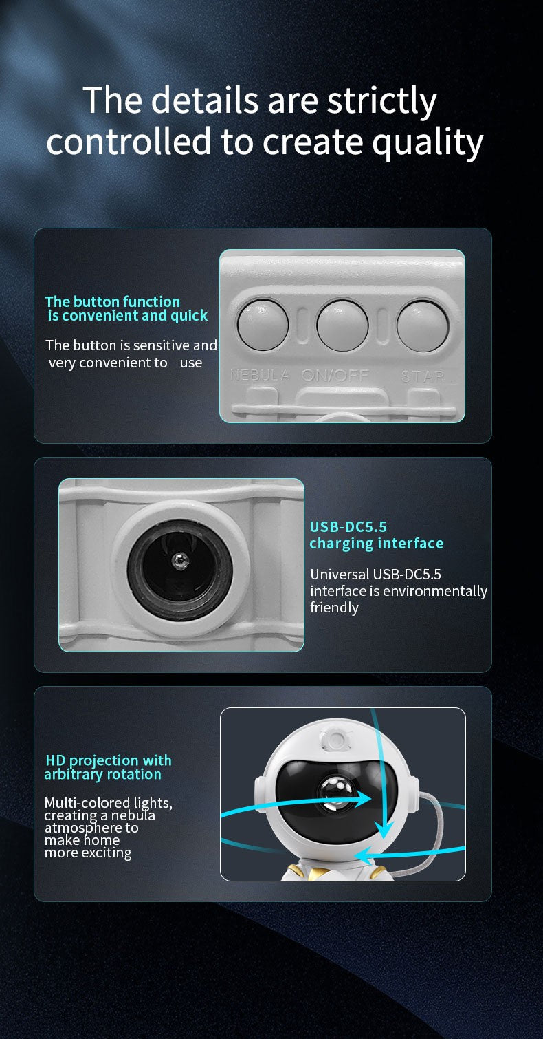 LED Astronaut Projector Night Light Nebula Sky Ceiling Galaxy Star Lights Bedroom Home Party Decorative Children Kids Gift