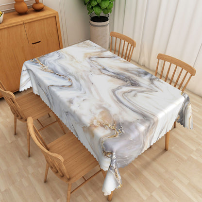 Marble Pattern Tablecloth Rectangular Polyester Dining Table Cover for Home Kitchen Restaurant Holiday Indoor/Outdoor Party