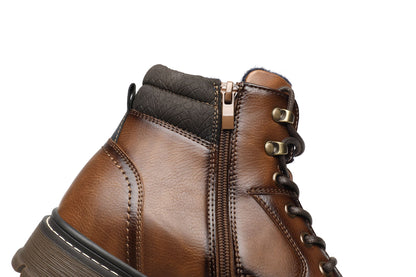 BHKH Botas Masculinas de Inverno da Moda botins Zíper Cadarço Botas de Tornozelo Sapatos Sociais Vintage de Negócios Sapatos Casuais de Couro Para Homens