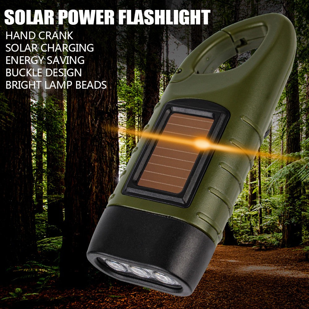 Solar Led Flashlights Portable Hand Cranked Dynamo Torch for Outdoor Riding Camping Power Hiking Long-range Emergency Lantern