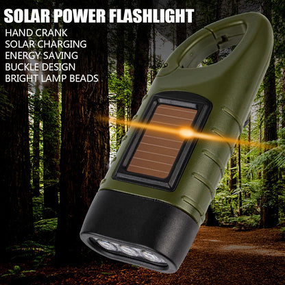 Solar Led Flashlights Portable Hand Cranked Dynamo Torch for Outdoor Riding Camping Power Hiking Long-range Emergency Lantern