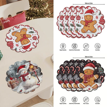 4pcs Christmas Placemats Dinner Table Cloth Plates Mat Resistant Table Mats Place Mat Christmas Party Tablecloth Decoration