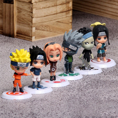 6 Unidades/Lote Versão Q NARUTO Sasuke Gaara Uchiha Madara Boneco 7-8cm 2 Estilos Base de Personalidade Mini Estatuetas Decoração Boneca Presentes