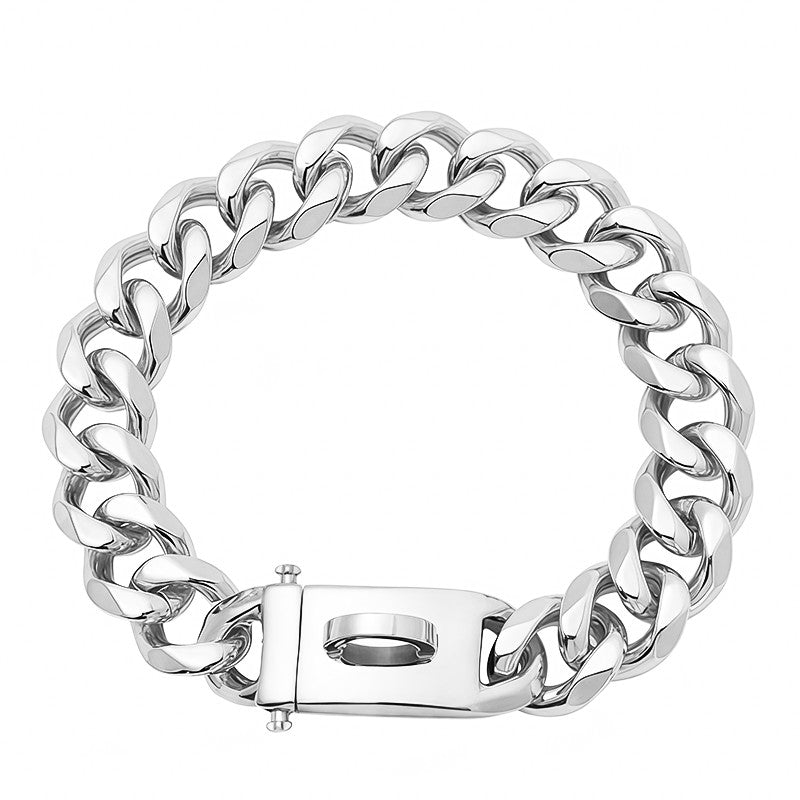 Gold Dog Collar Stainless Steel Metal Pet Choker Silver 19mm Wide Lead for Medium Large Dogs French bulldog Labrador Retriever