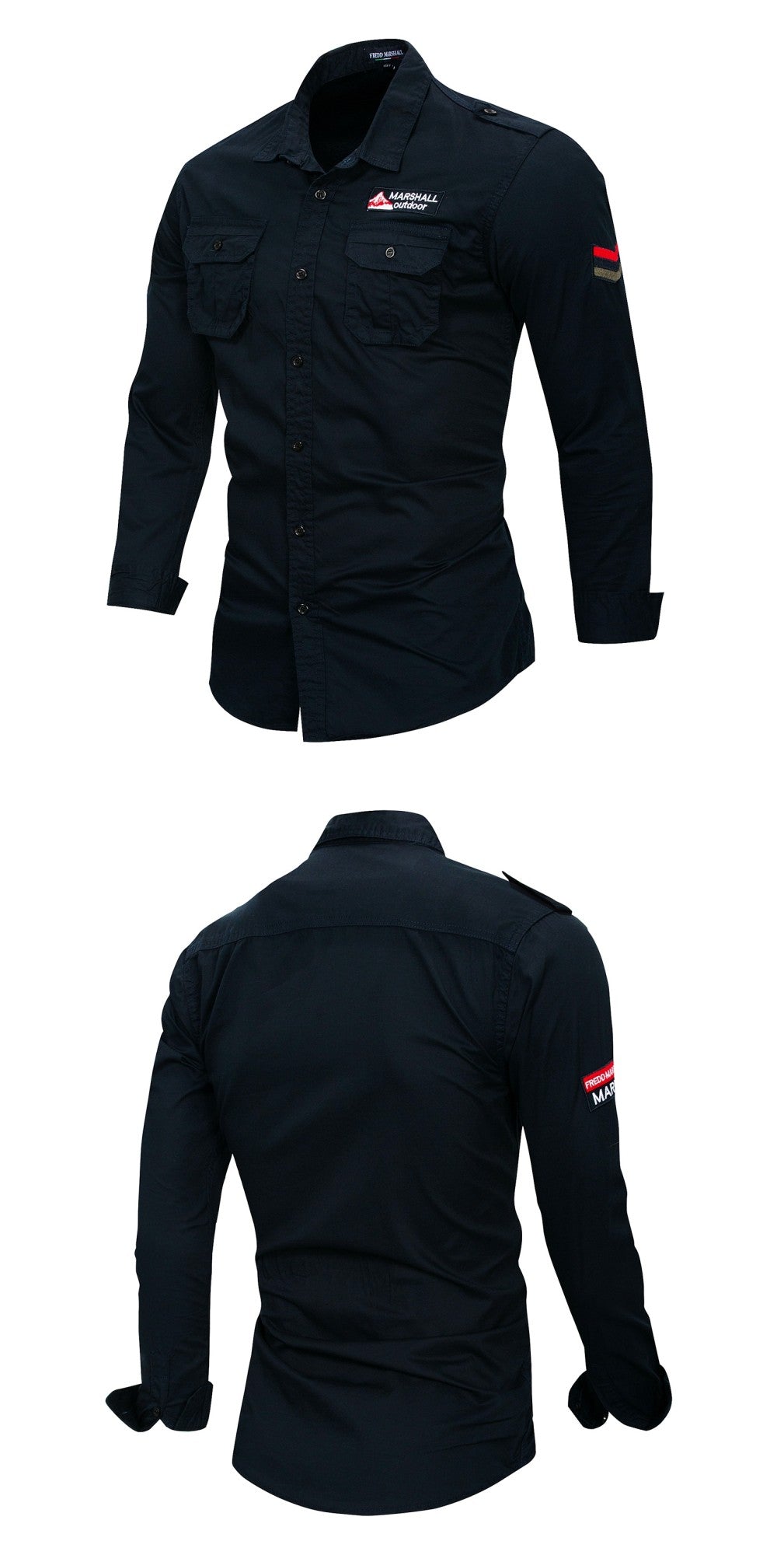 Fredd Marshall 2022 New 100% Cotton Military Shirt Men Long Sleeve Casual Dress Shirt Male Cargo Work Shirts With Embroidery 115