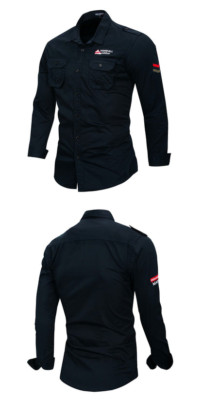 Fredd Marshall 2022 New 100% Cotton Military Shirt Men Long Sleeve Casual Dress Shirt Male Cargo Work Shirts With Embroidery 115