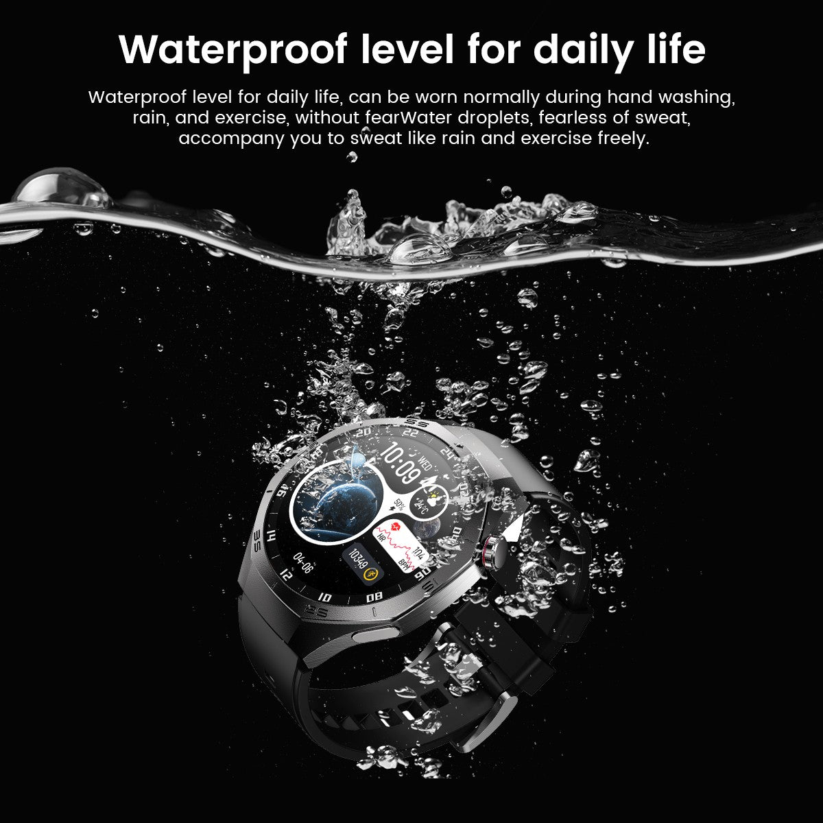 Smartwatch GUHUAVMI GT5 Pro 2025 Masculino com Tela HD AMOLED, GPS, Monitor de Trajetória de Movimento, Frequência Cardíaca, Chamada Bluetooth e 1.52", IP68
