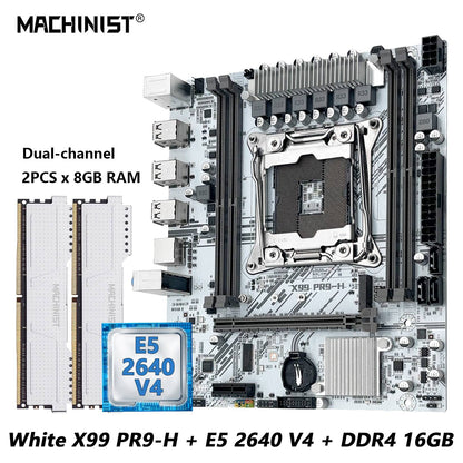 Kit placa-mãe MACHINIST X99 branca opcional Xeon E5 2640 V4 LGA 2011-3 CPU DDR4 2*8G=16GB RAM NVME/SATA M.2 combo PR9-H