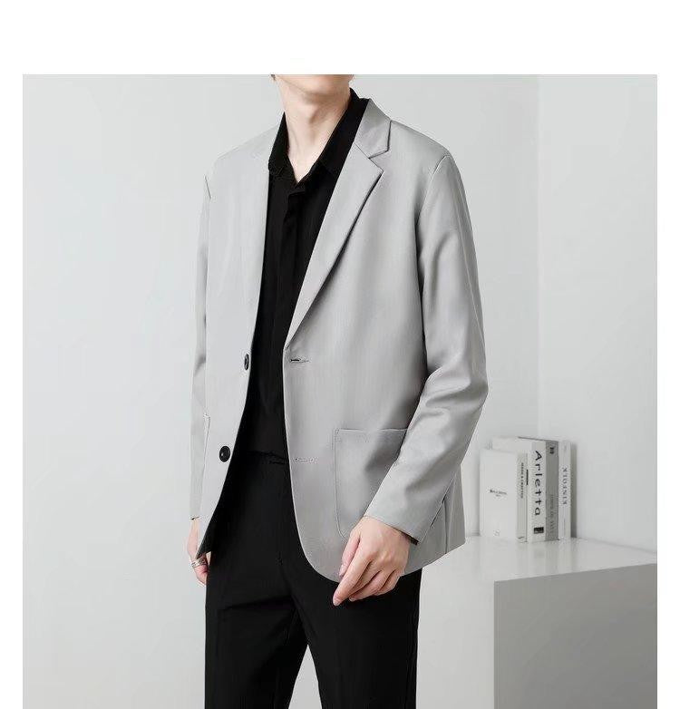 Men Suit Jackets Blazer Coat Slim Fit Smart Casual Autumn New Fashion Clothing Two Buttons Solid Color Korean Black/Khaki/Coffee