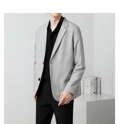 Men Suit Jackets Blazer Coat Slim Fit Smart Casual Autumn New Fashion Clothing Two Buttons Solid Color Korean Black/Khaki/Coffee