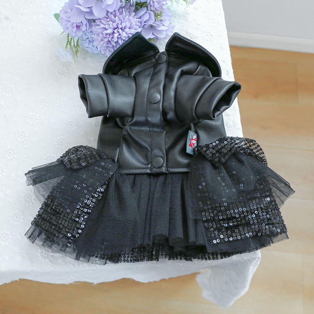 Roupa de Luxo para Cães Roupa de Princesa em Couro Preto Impermeável Outono Inverno para Cães Pequenos e Grandes Menina Menino Casaco XS XL Trajes Elegantes