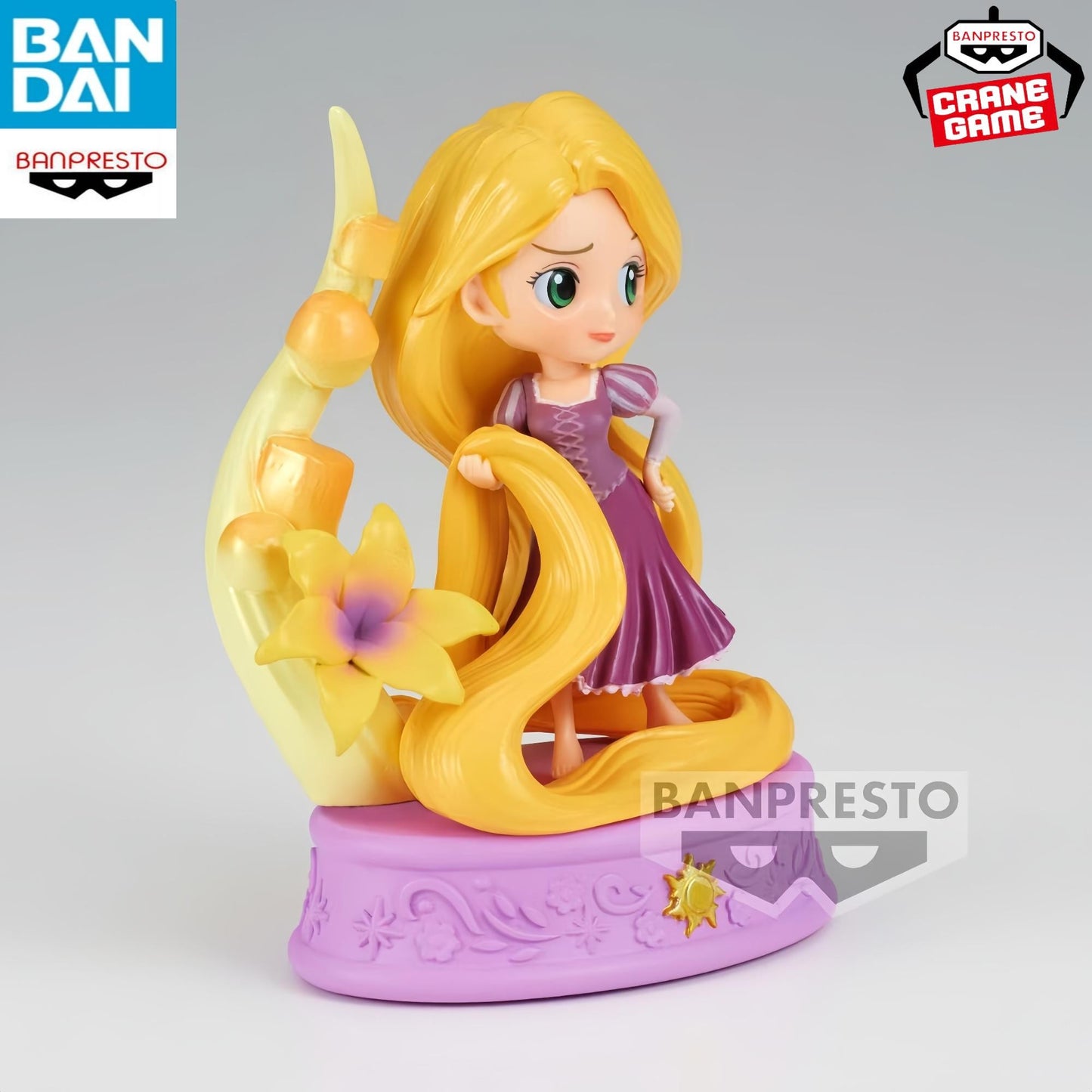 Em estoque Banpresto Bandai Q Posket Stories Personagens Disney - Rapunzel 8cm Estilo Chibi Figura Fofa Em Pé Modelo