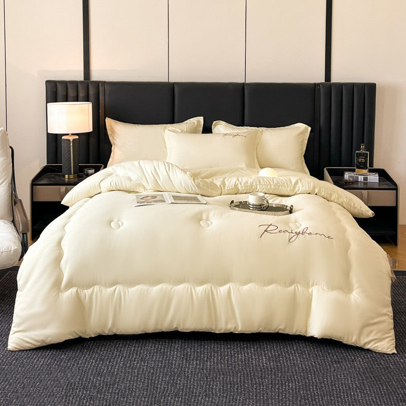 Edredom Acolchoado de Alta Qualidade para Outono/Inverno, Queen Size, Macio, Fofo, Enchimento de Edredom, Letra Bordada, Acolchoado Grosso e Quente para Cama