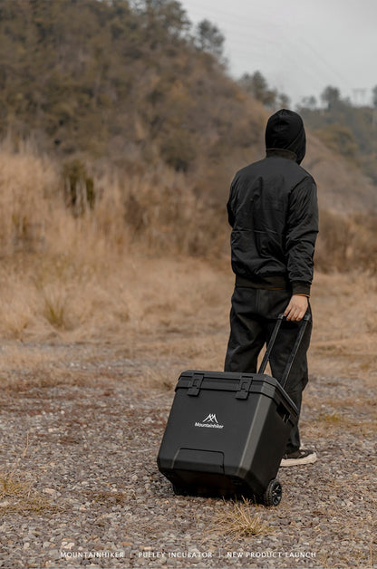 Refrigerador Externo MOUNTAINHIKER 36L com Rodas e Carrinho Incubadora Portátil Caixa Térmica Churrasco Carro Polia Caixa Térmica Caixa Refrigeradora