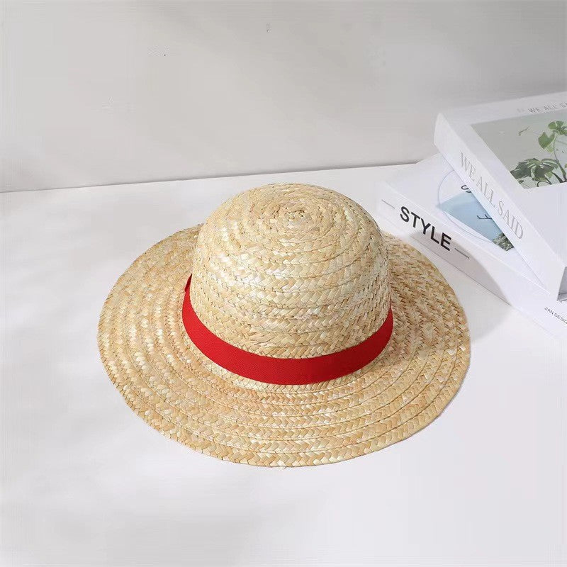Chapéu De Sol Anime Luffy De Palha One Piece Cosplay Proteção Solar Chapéu De Praia De Palha De Verão Pai-Filho Para Homens E Mulheres