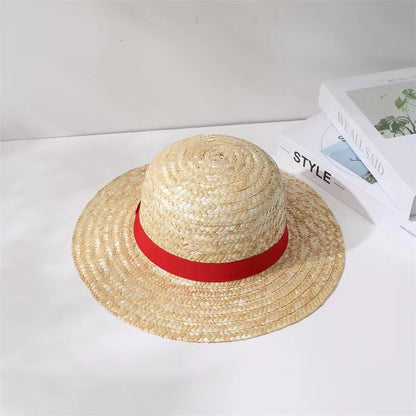 Chapéu De Sol Anime Luffy De Palha One Piece Cosplay Proteção Solar Chapéu De Praia De Palha De Verão Pai-Filho Para Homens E Mulheres