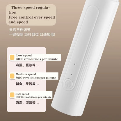 Electric milk frother, handheld egg beater, 3-speed portable dessert beverage coffee machine, mini home kitchen mixer