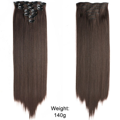 7Pcs/Set 16 Clips Hair Extension Black Long Straight Natural Hair Ombre Hairpiece Heat Resistant Fiber For Women Hairstyle