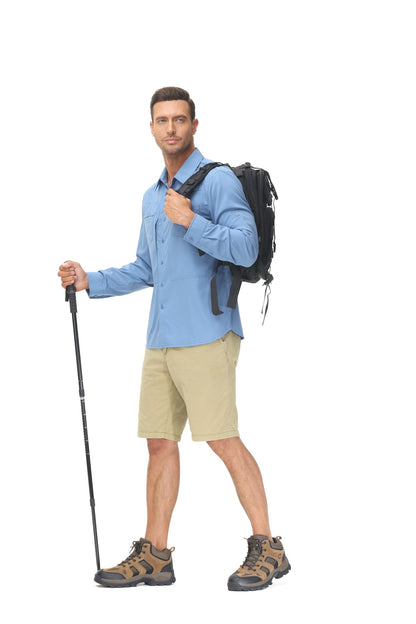 Summer Men's UPF 50+ Casual Long Sleeve Fishing Shirts, Lightweight Tactical Button Down Shirt with Breathable Back Mesh