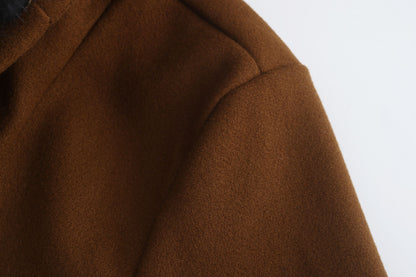 European and American Men's Casual Woolen Coat for Autumn and Winter, Young Men's Double-breasted Fur Collar Overcoat S-5XL