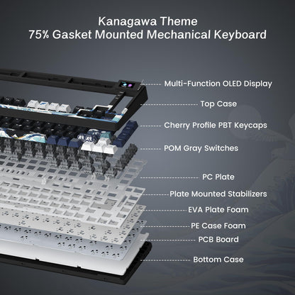 Teclado Gamer Mecânico Womier S-K80 75% com Display OLED Colorido Hot Swap Gasket Mount RGB Teclado Personalizado