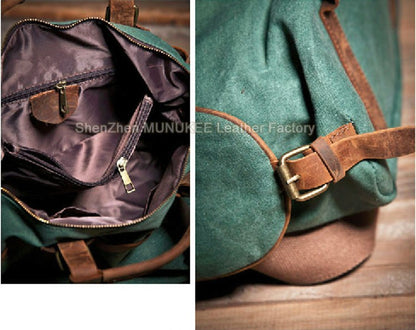 Vintage Military Canvas + Genuine Leather Men Shoulder Bag Sling Crossbody Bag Tote Handbag Men Canvas Messenger Bag  Leisure