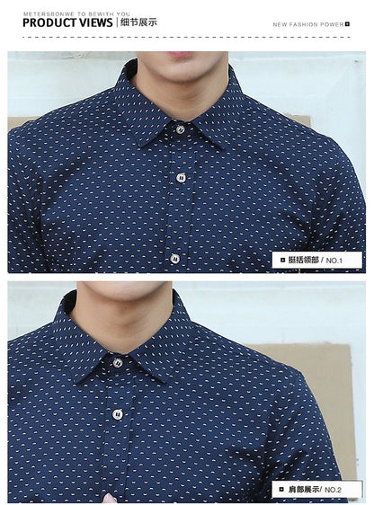 2026 Spring Men's Long-sleeved Shirt, Single-breasted Lapel Cotton Shirts, Blue