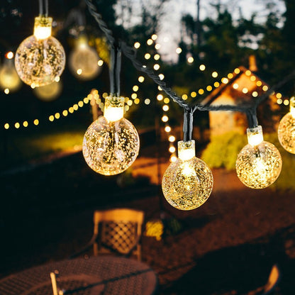 Solar String Lights Outdoor 200 LED Crystal Globe Lights Waterproof Solar Festoon Fairy Light for Garden Christmas Party Decor