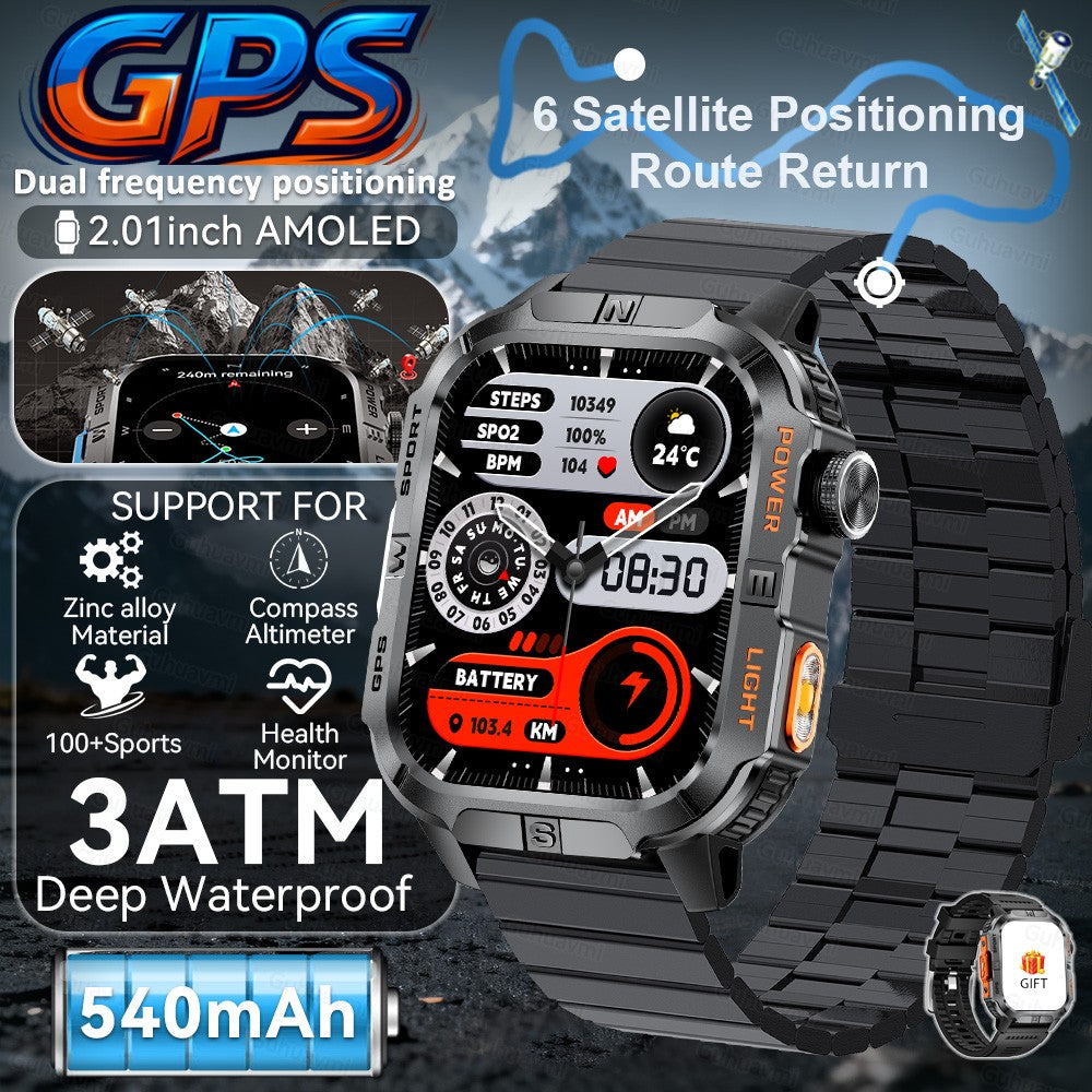 2026 New Millitary Grade GPS Position 2.01"Smart Watch Men 3ATM Waterproof Compass 540mAh Bluetooth Call Sports Smartwatches IOS