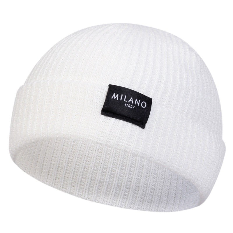 Unissex MILANO Letra Etiqueta Gorro Inverno Quente Chapéu Hip Hop Boné Gorro Toucas para Mulheres Homens